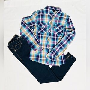 Paper Tee Button Down Shirt (S) Papaya Juniors Skinny Stretch Denim Jean Size 3